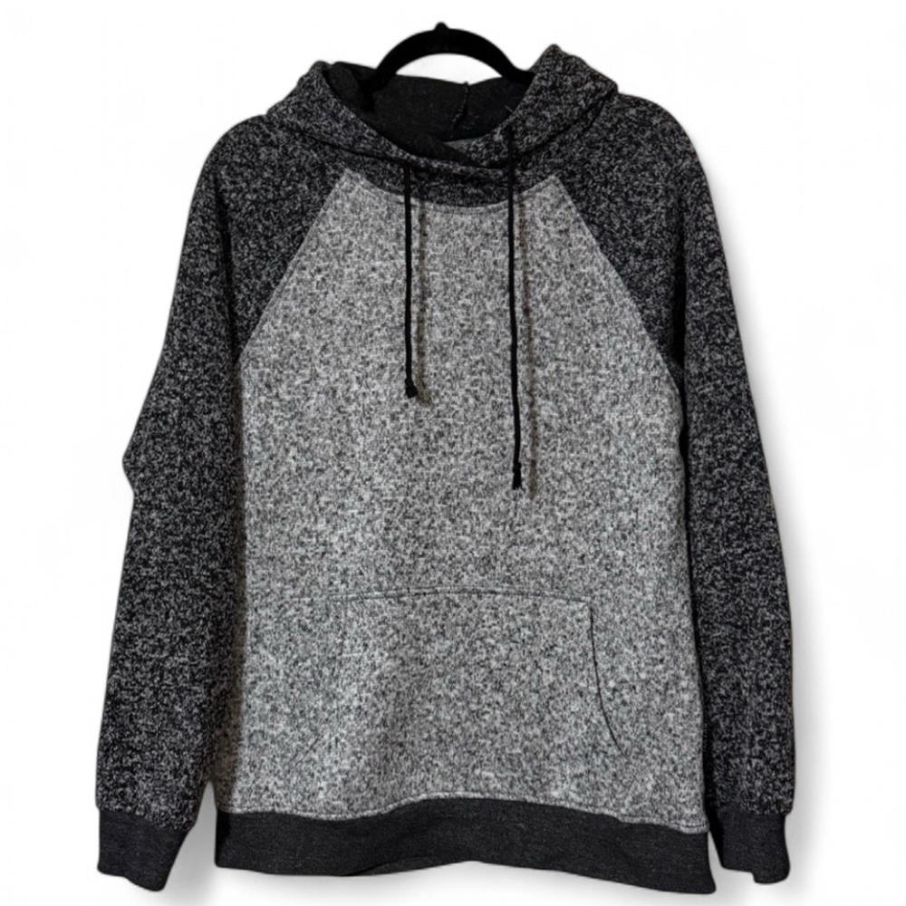 Brooklyn Cloth Co. Men's Medium Marled Raglan Hoodie Gray Black Two-Tone